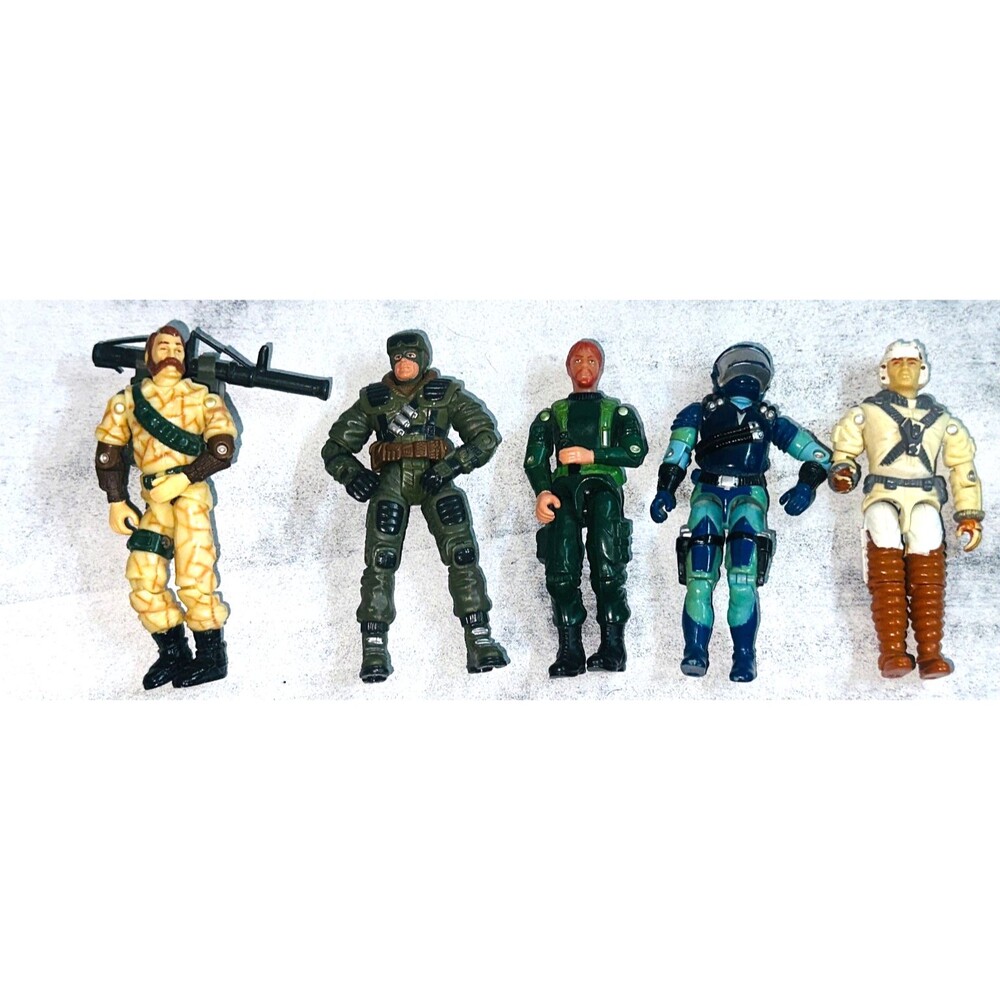 5 Vtg GI Joe Acction Figures Motor Viper Frostbite Cold Front Ambush